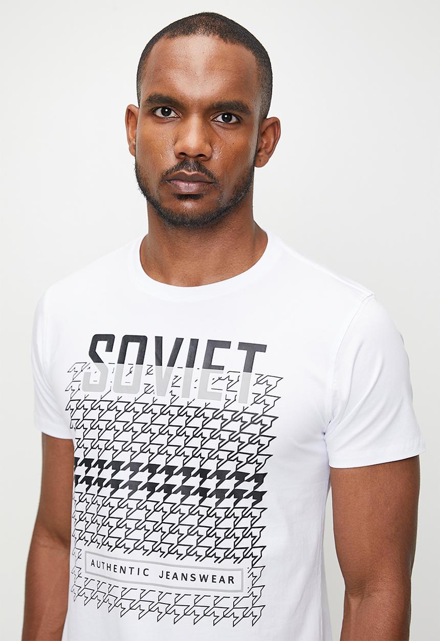 Soviet Mens Vivid Fashion T-Shirt In White