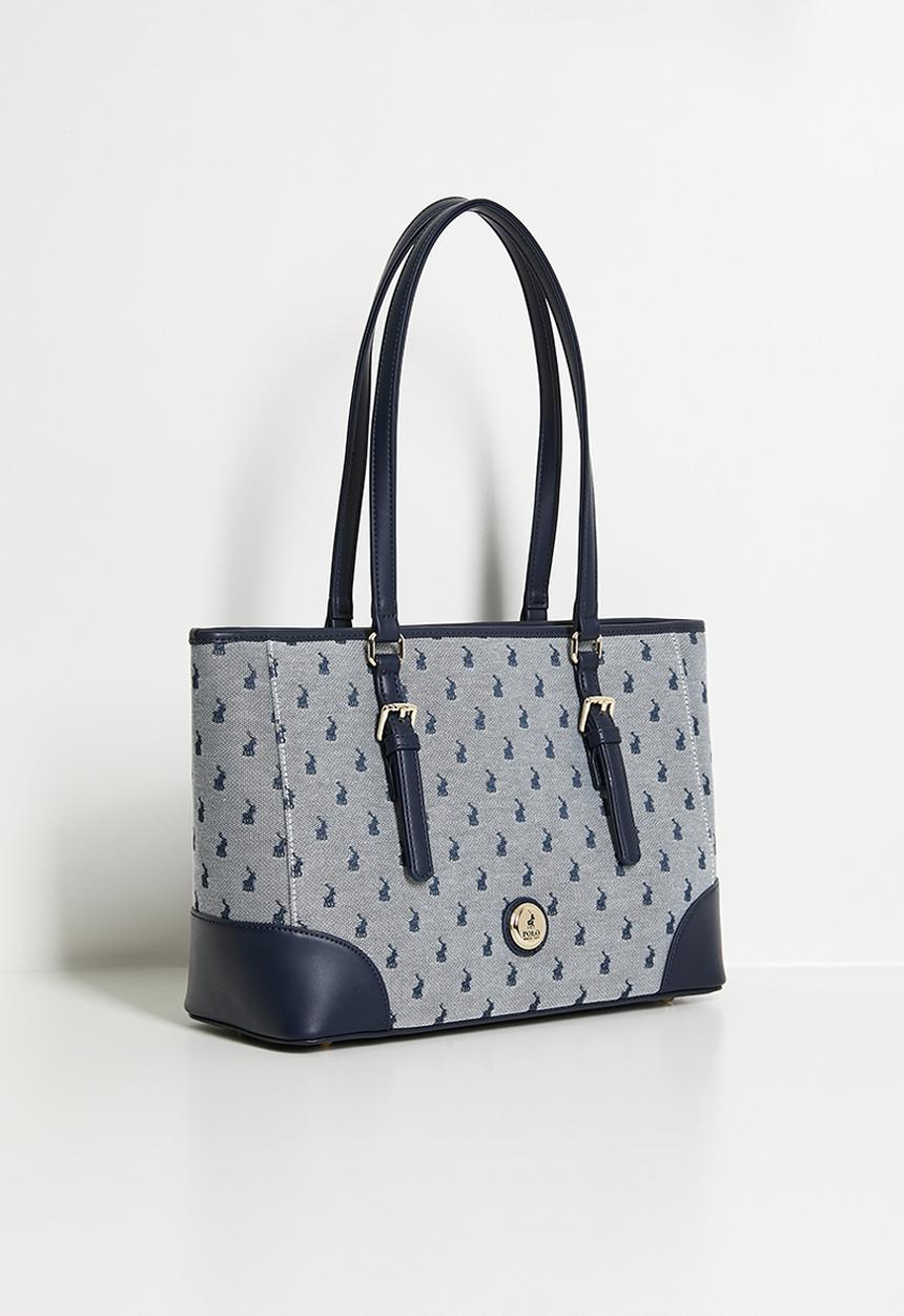 Polo Jacquard Medium Market Tote In Navy