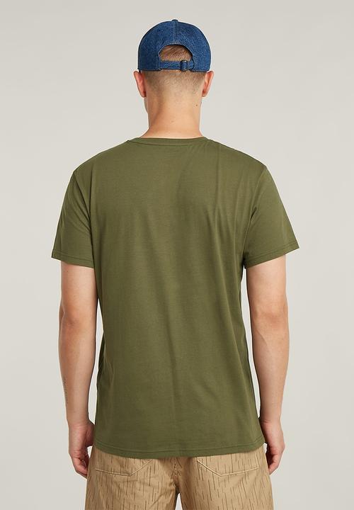 G-Star Raw Mens Olive Finger Print Burger R T-Shirt