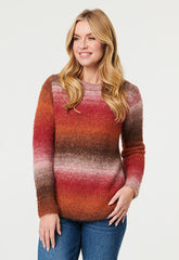 Mandi Womens Crew Neck Ombre Effect Sweater In Multi