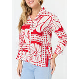 Mandi Collared Blouse In Red Multi