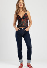 Sissyboy  Mid Waist Straight Leg Dk Indigo