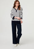 Stella Morgan Easy Wearing Stripe V-Neck Knitwear Jersey In Multi Navy