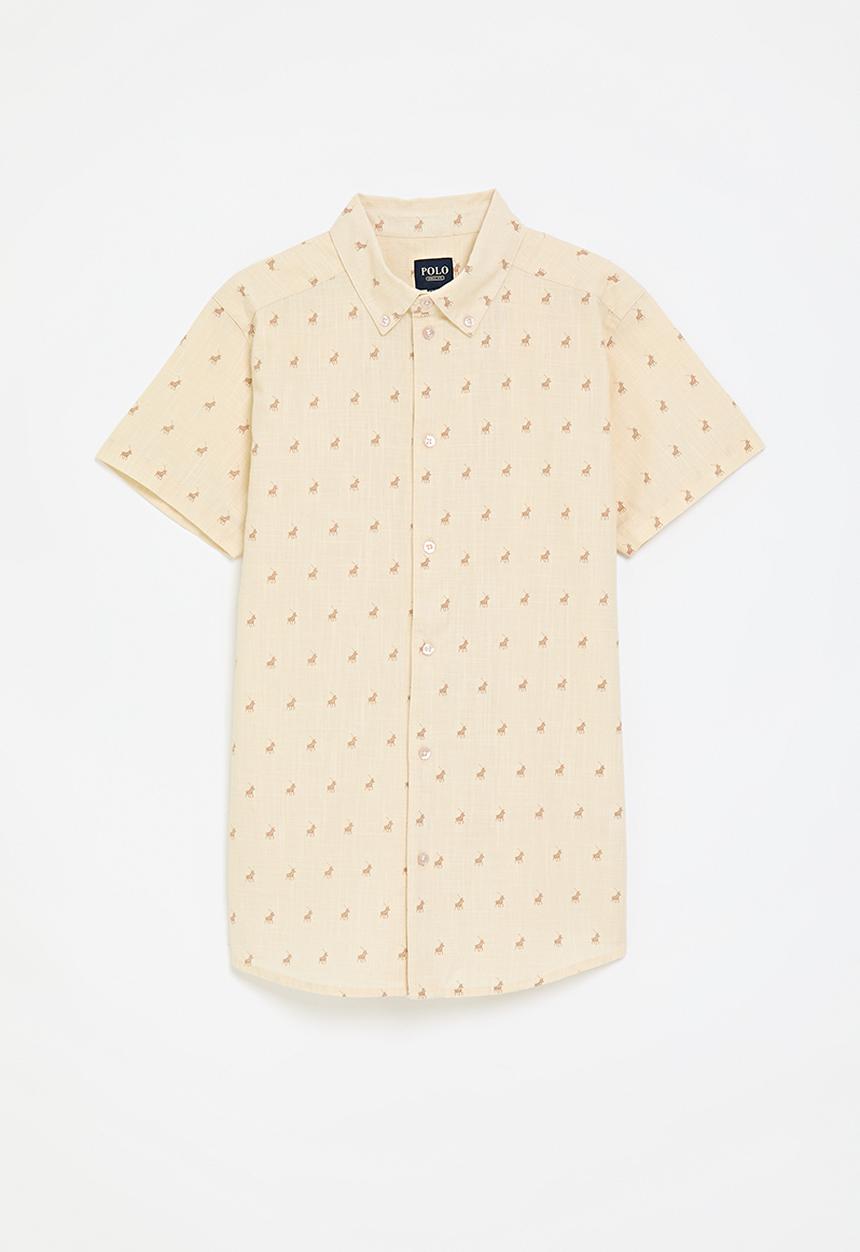 Polo Boys Jude Monogram Short Sleeve Shirt In Sand