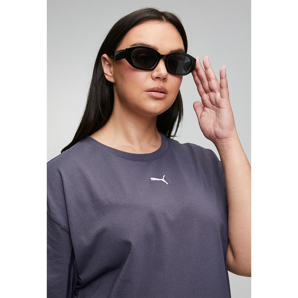 Puma Womens Essential Relaxed Short Sleeves T-Shirt In Inky Depths