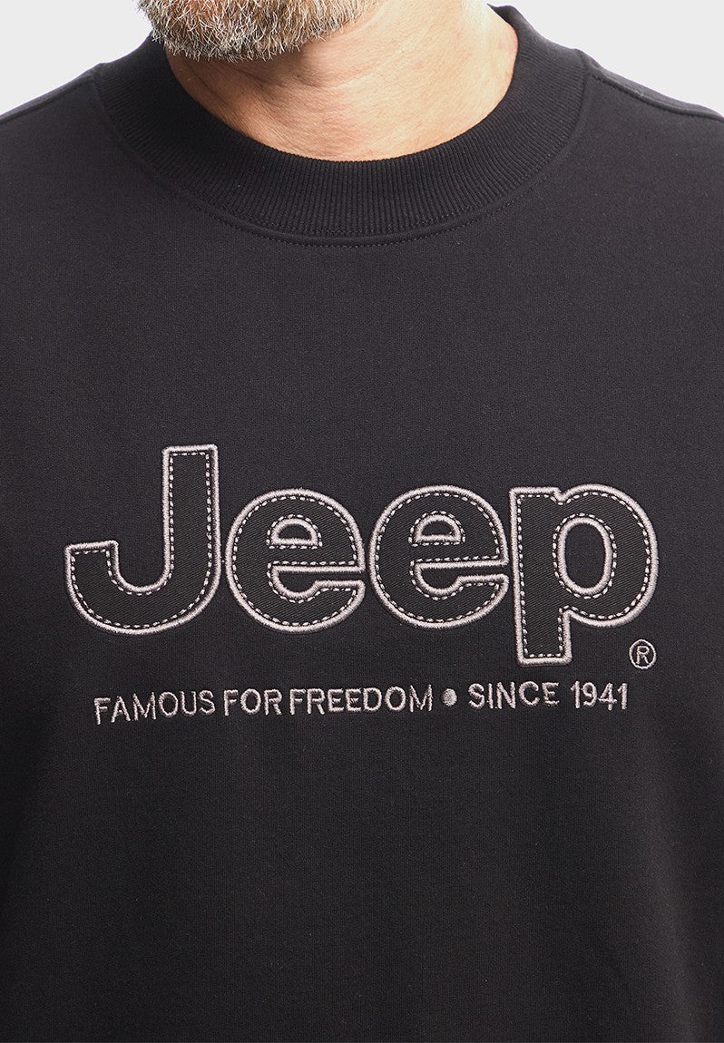 Jeep Mens Core Applique Fleece Crewneck Black