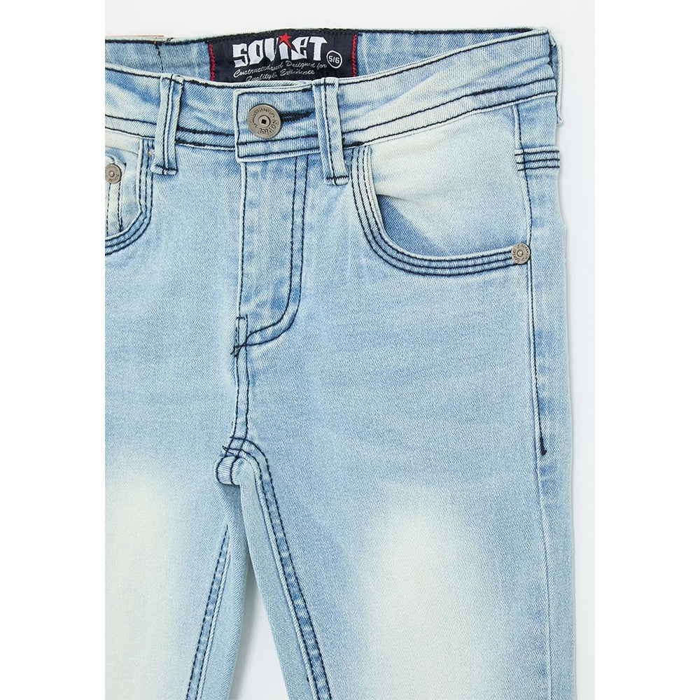 Soviet Boys Lavish Fashion Skinny Denim Jeans In Light Indigo