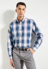 Polo Easy Care Check Shirt For Men In Blue