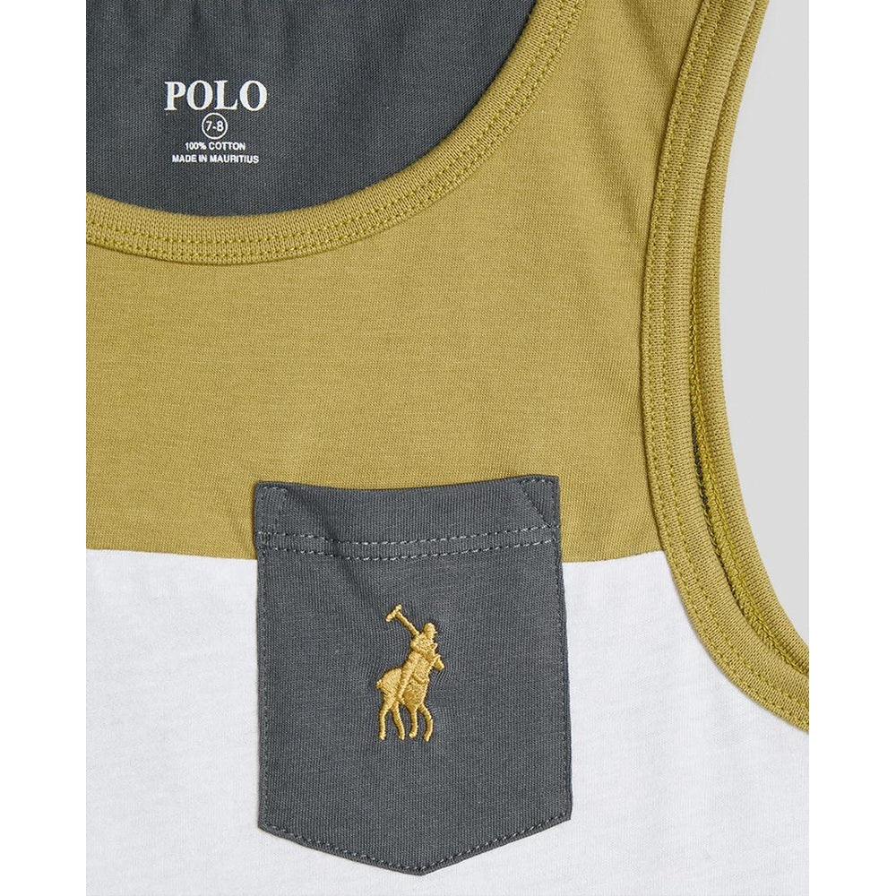Polo Boys Jude Colour Blocked Sleeveless Vest In Gunmetal/Gold/White
