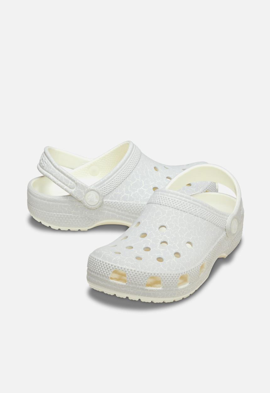 Crocs Girls Glow Crackle Clog Shoes In Off White