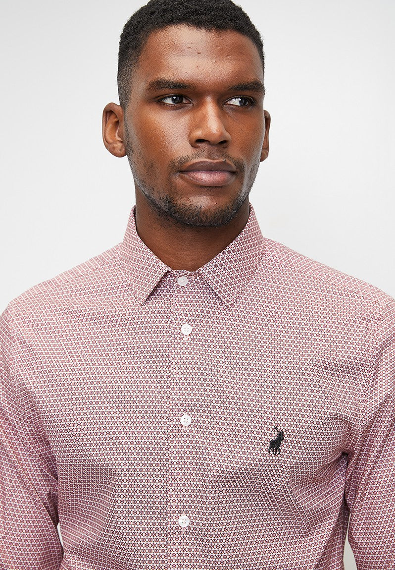 Polo Mens Geometric Printed Shirt Red