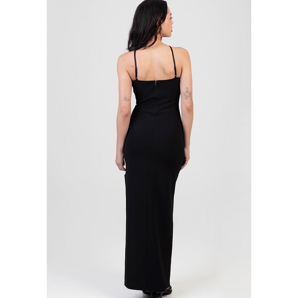 Sissy Boy Maxi With A Pluging V-Neck Dress In Black