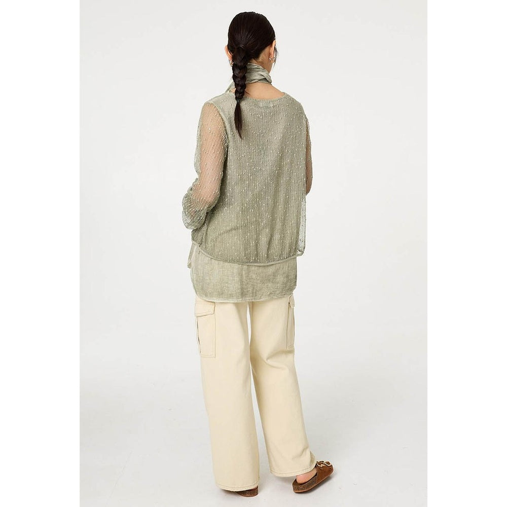 Izabel London Ladies Blouse In Khaki