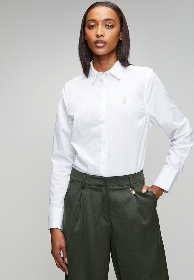 Polo Womens Jamie Long Sleeve Shirt In White