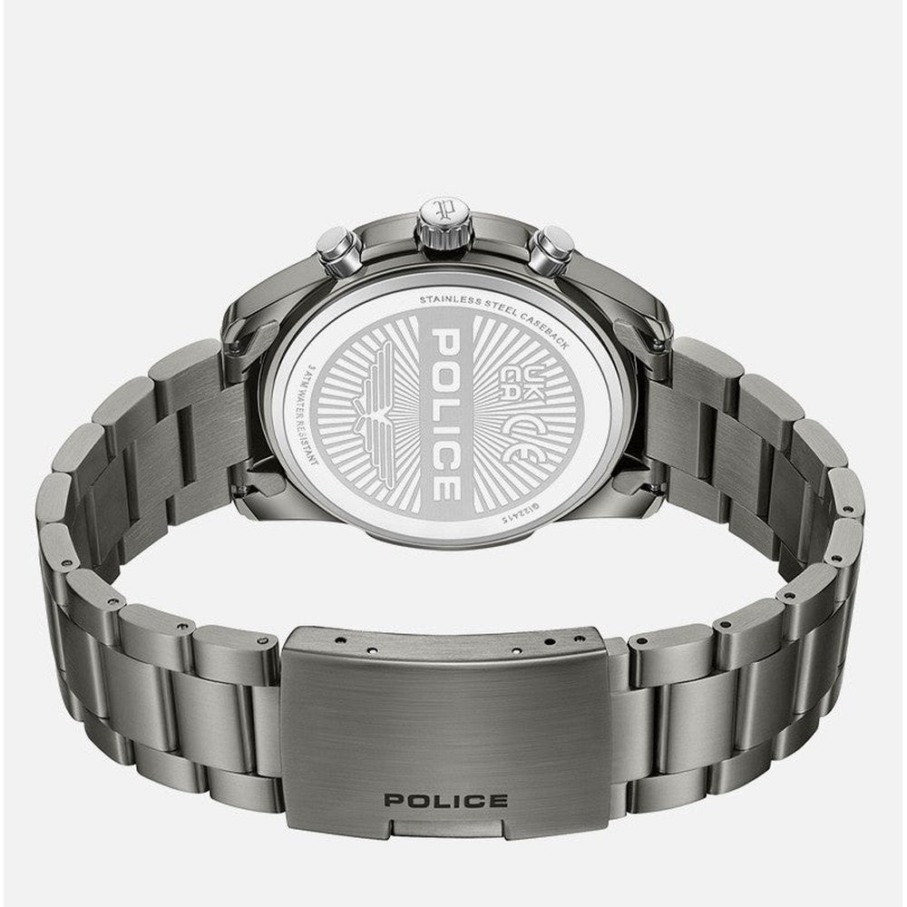 Police Mens Ip Gun Case Stainless Steel Strap Watch In Silver/Green Dial