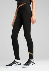 Puma Womens Essential Metallic Logo Leggings In Black