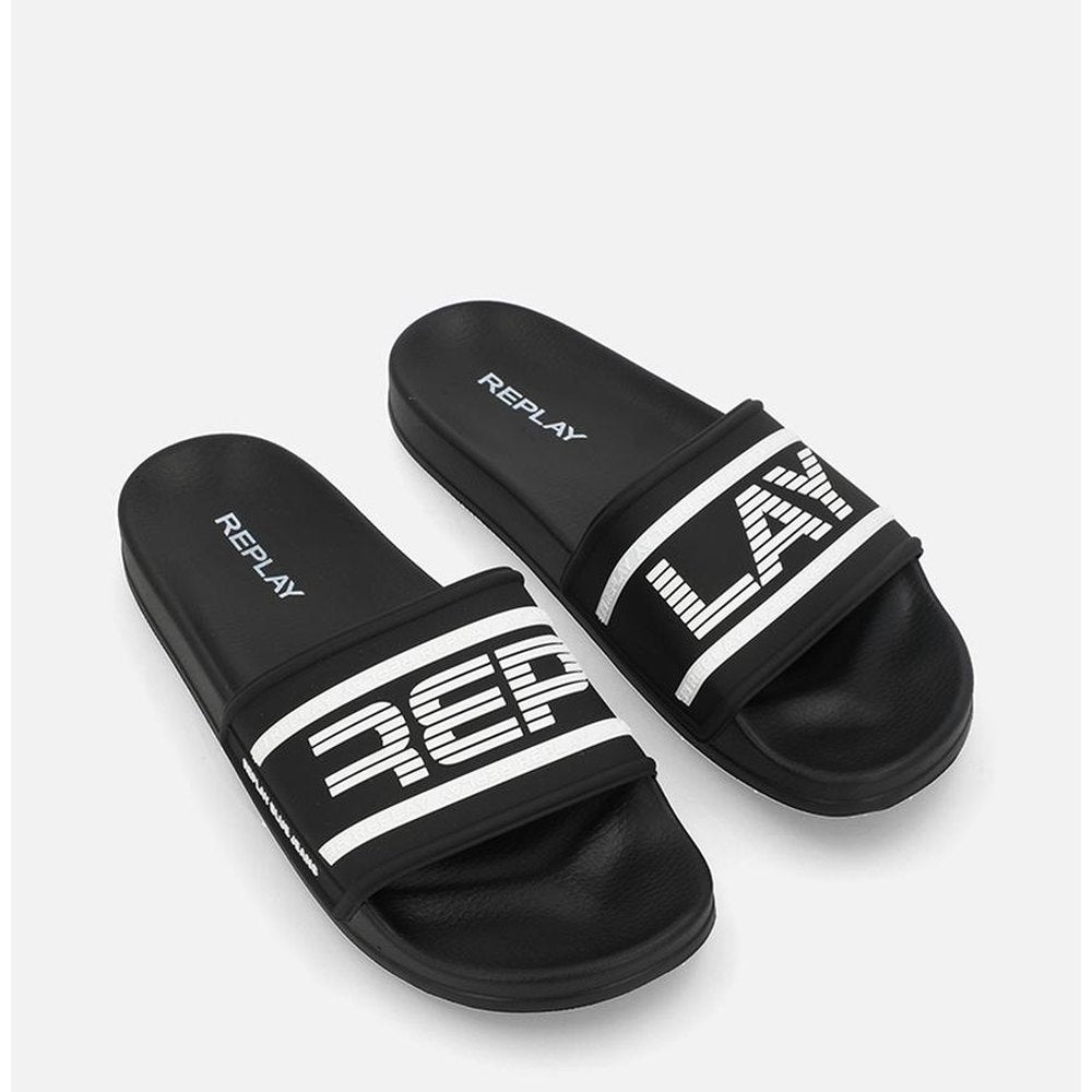 Replay Mens Up graven Slides In Black & White