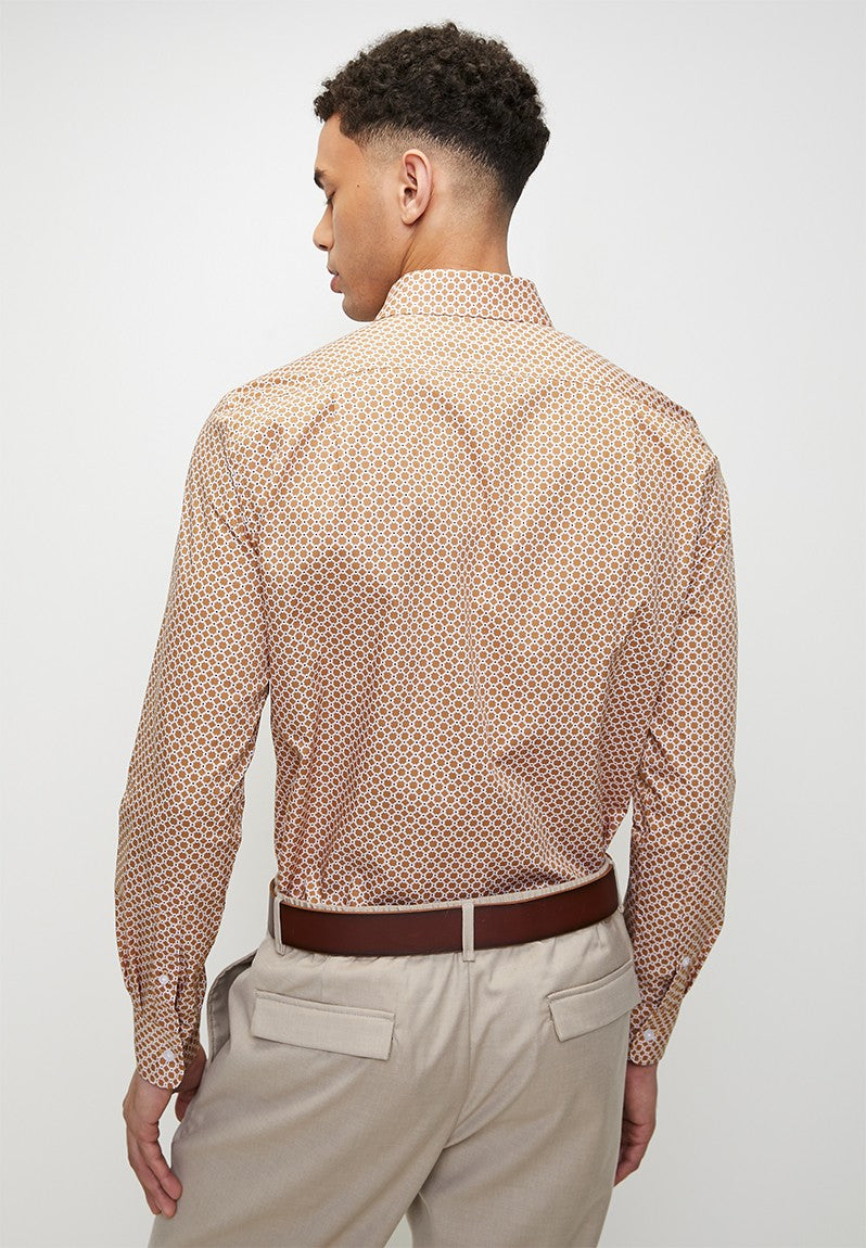 Polo Geometric Printed Shirts For Men In Camel