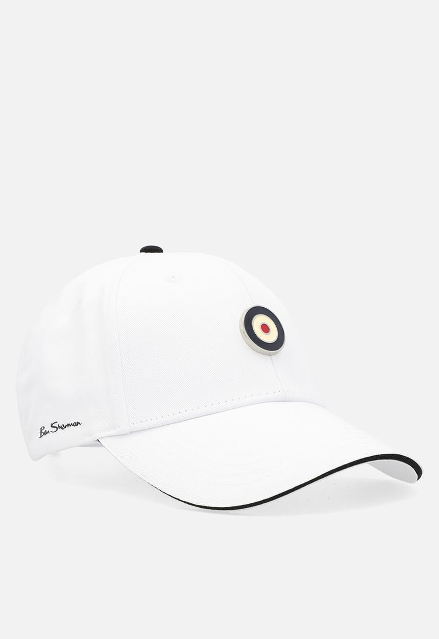 Ben Sherman Mens Metal Targy Badge Cap In White