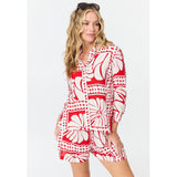 Mandi Border Print Short In Red Multi