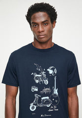 Ben Sherman W78235 Sketched Mod Zone Tee Shirt Navy