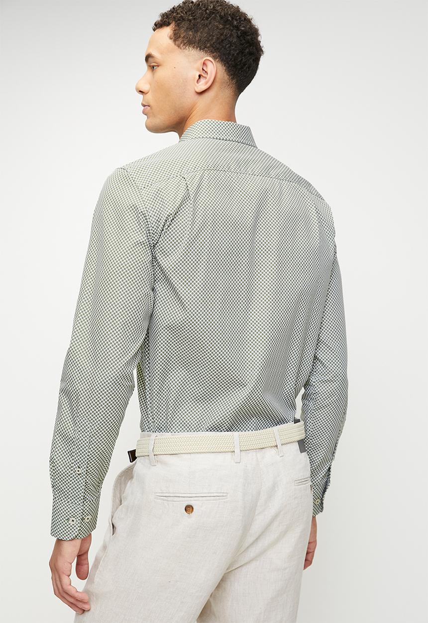 Polo Mens Geo Printed Long Sleeve Shirt In Green