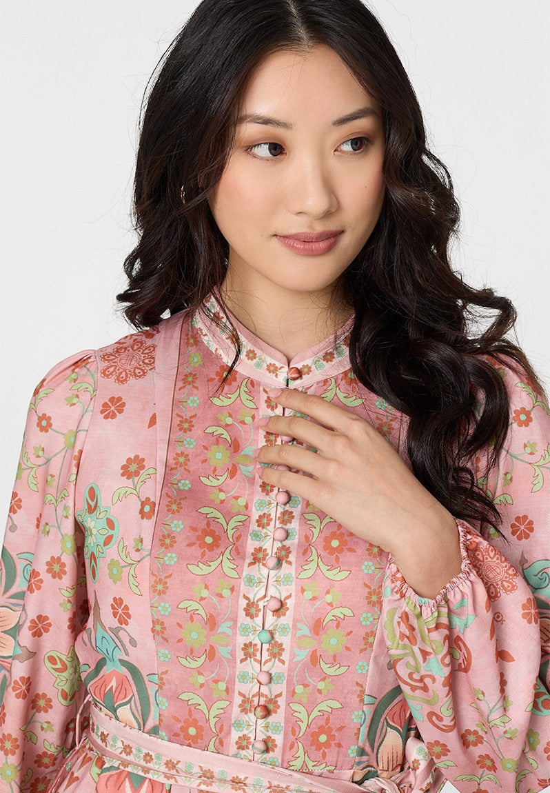 Stella Morgan Short Sleeve Button Through A-Line Maxi Dress In Rust