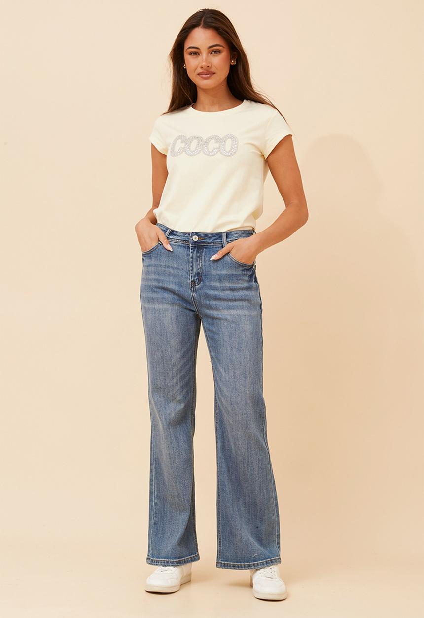 Stella Morgan Womens Mid Waist Bootleg Jeans In Mid Wash