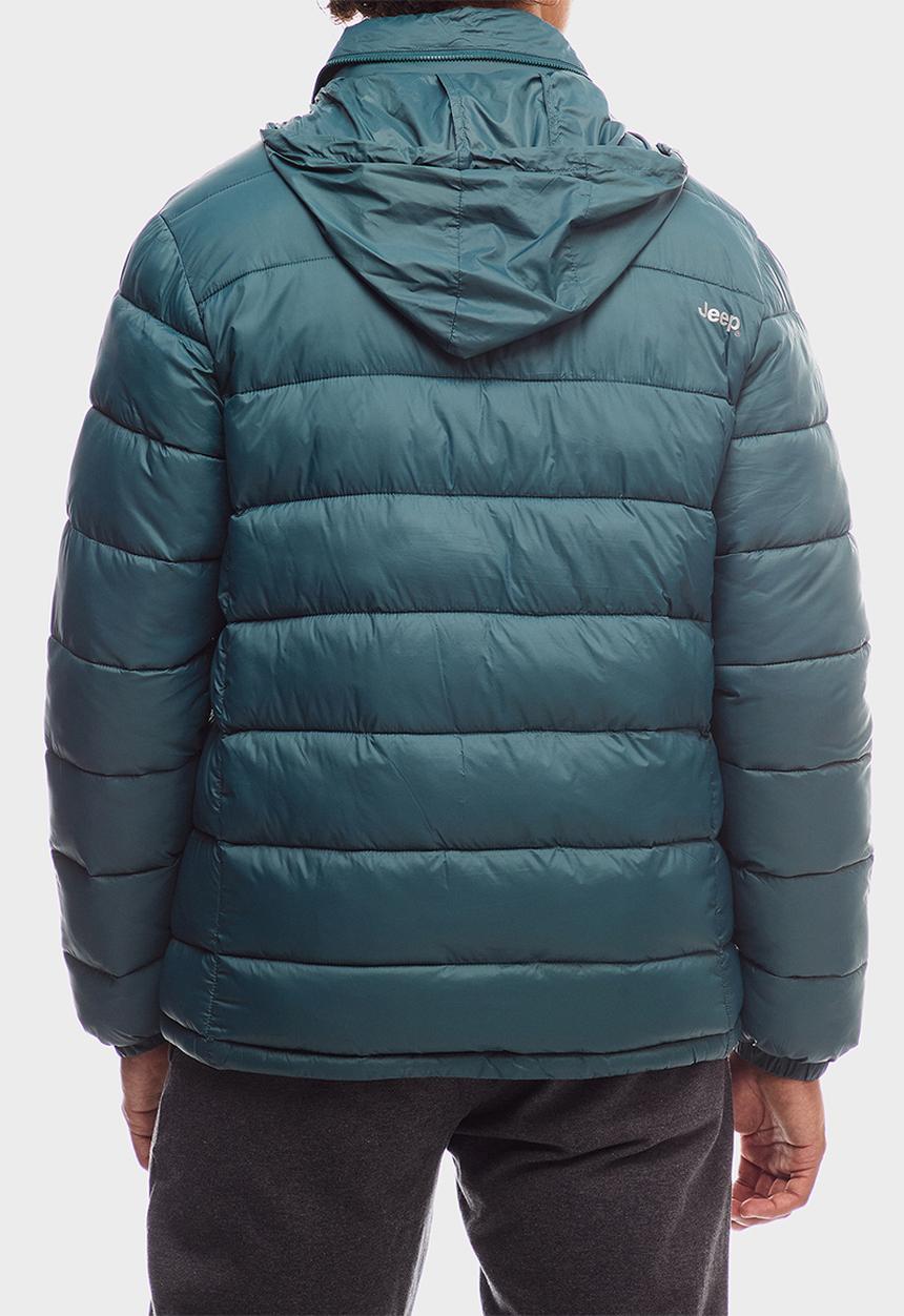 Jeep Mens Core Long Sleeve Puffer Jacket In Green