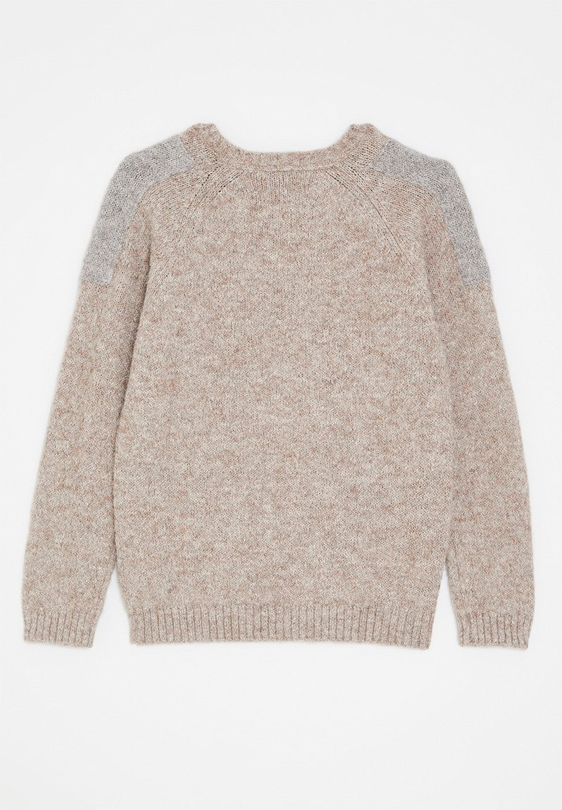 Polo Boys Paul Colour Blocked Knit Jersey In Oatmeal