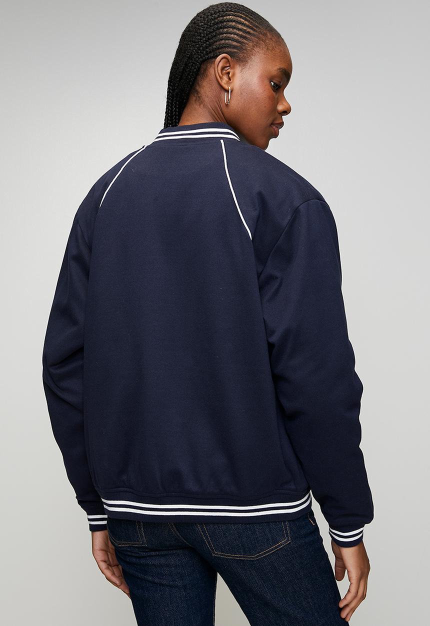 Polo Womens Tori Long Sleeve Varsity Jacket In Carbon