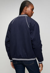 Polo Womens Tori Long Sleeve Varsity Jacket In Carbon