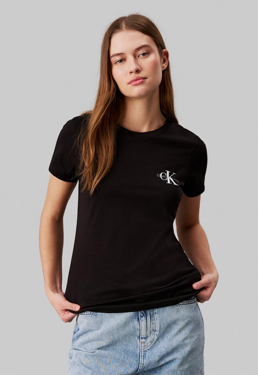 Calvin Klein Ladies 2 Pack Monologo T-Shirt In Black & White