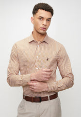 Polo Geometric Printed Shirts For Men In Camel