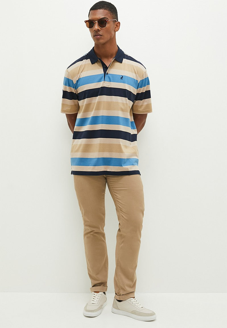 Polo 004324 Mens Ss Dm Stripe Golfer Multi