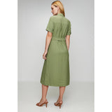 Izabel London Daisy Linen Dress In Khaki