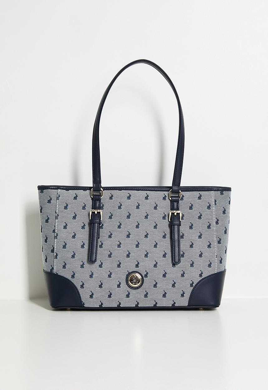 Polo Jacquard Medium Market Tote In Navy
