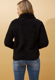Izabel London Long Sleeve Zip Through Teddy Jacket In Black