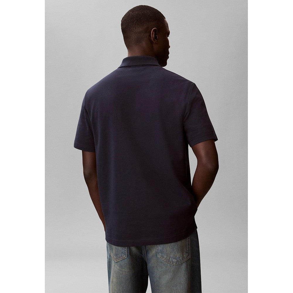 Calvin Klein Mens Short Sleeve Easy Monologo Golfer In Navy
