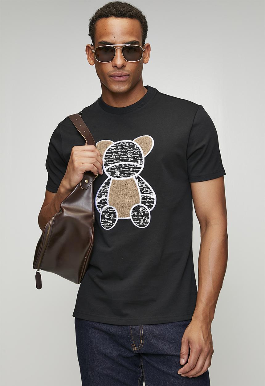 Ben Sherman Mens Fur Bear T-Shirt In Black