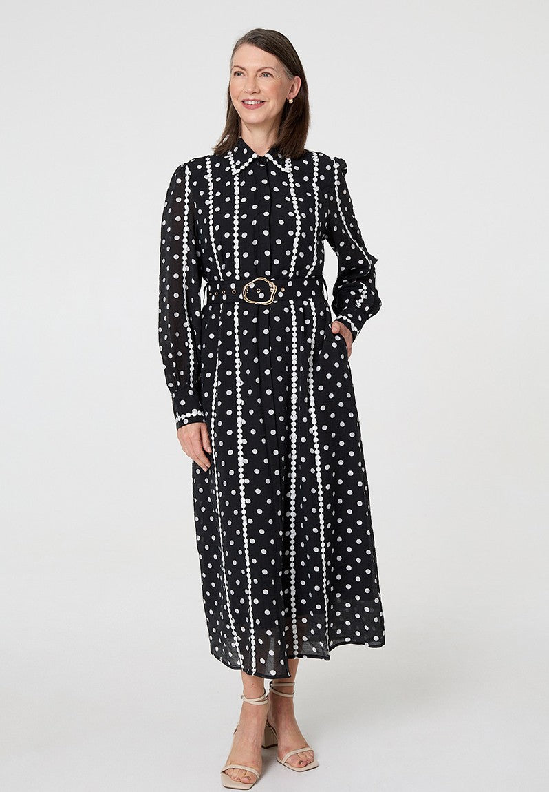 Stella Morgan Long Sleeve Button Through With Collar In Black