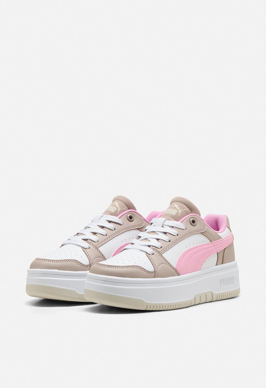 Puma Girls Rebound Femme Jr Sneakers In White/Pink/Brown