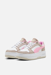 Puma Girls Rebound Femme Jr Sneakers In White/Pink/Brown