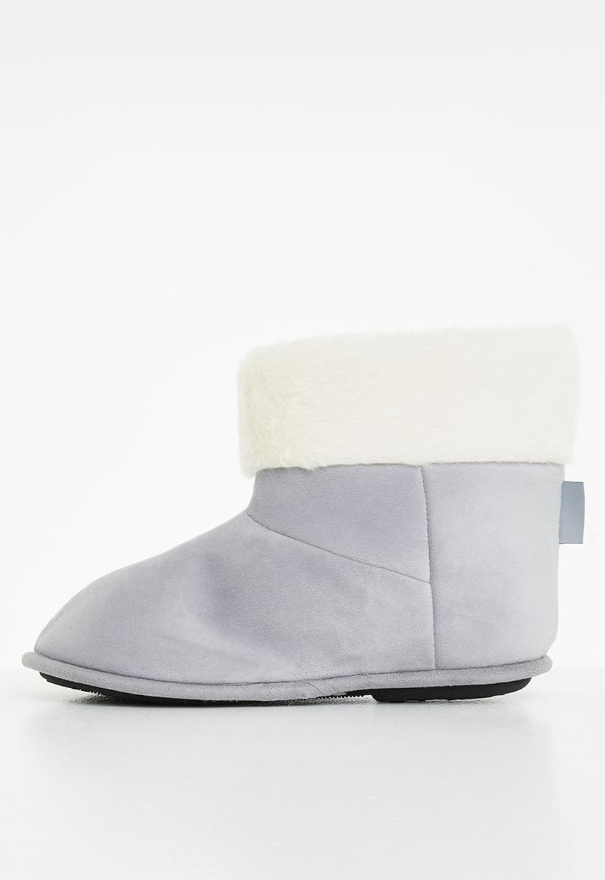 Hush Puppies Ladies Casa Slipper Boot In Grey Frost