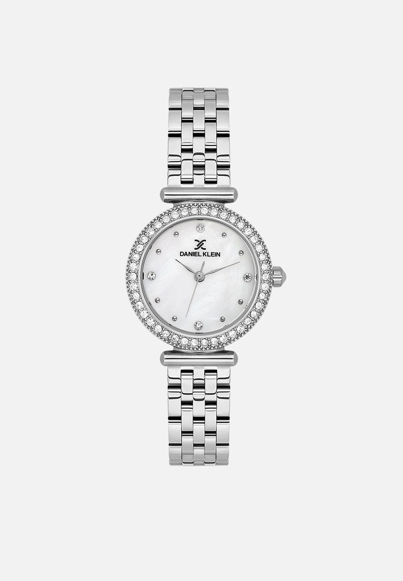 Daniel Klein Mother Of Pearl Watch In White & Silver