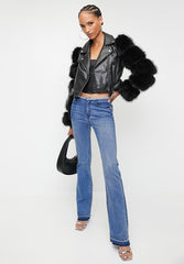 Sissyboy Fur Sleeve Black Body Biker Combo Jacket