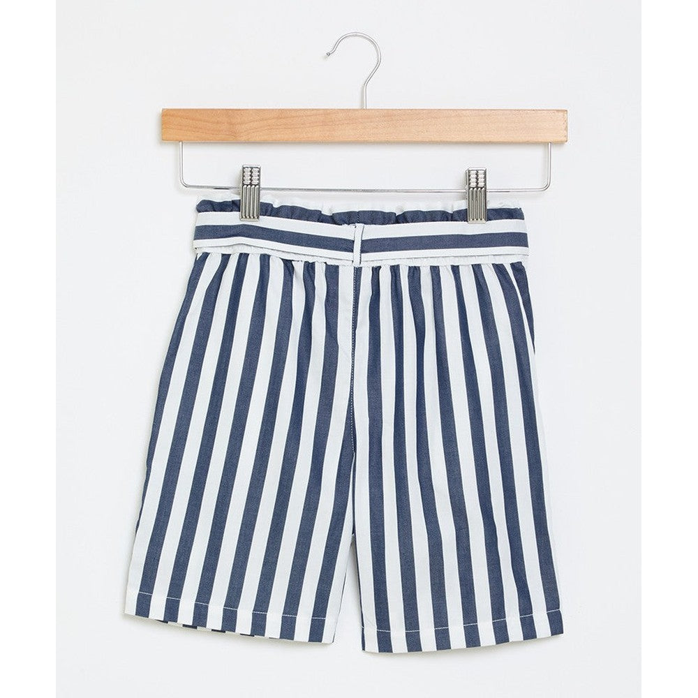 Polo Girls Zuri Belted Striped Short In Navy