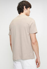 Guess Mens Ss Logo Tee Stone