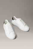 Calvin Klein Womens Lth Lace Up Sneaker White And Black