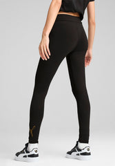Puma Womens Essential Metallic Logo Leggings In Black